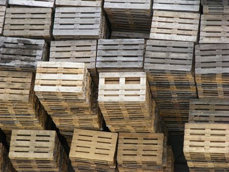 Photo of wooden pallets taken from aboveの写真素材