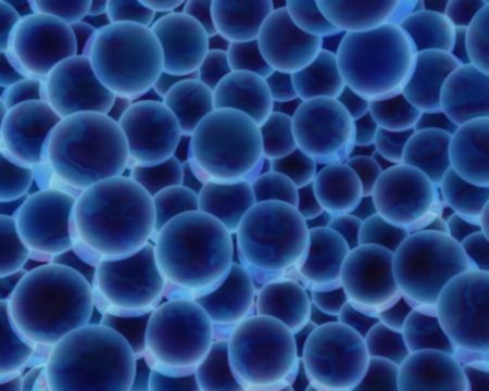Illustrated soft blue spheres