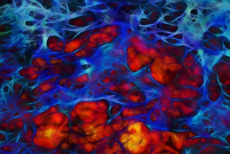 Abstract Illustrated blue and orange grunge backgroundの写真素材