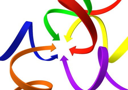 Illustrated arrows all pointing towards the middle of the image