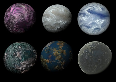 Illustration of six alien worldsの写真素材