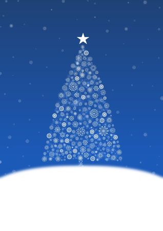 Illustration of a Christmas tree made from snowflakesの写真素材