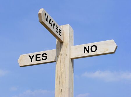 Signpost with Yes No and Maybe textの写真素材