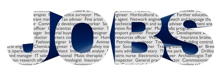 Extruded text with job types as a textureの写真素材