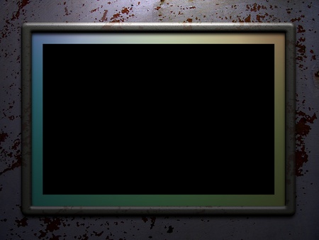 Illustrated Frame or monitor lit from above over a grunge backgroundの写真素材