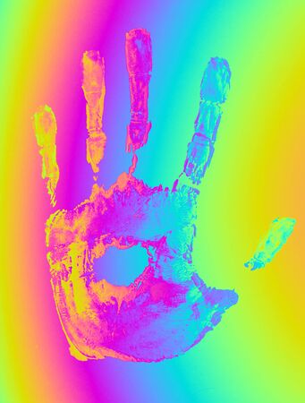 Illustration of a colorful gradient hand printの写真素材