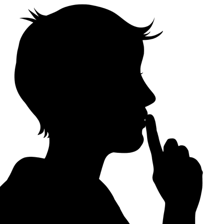Illustration of a person with their finger to their mouthの写真素材