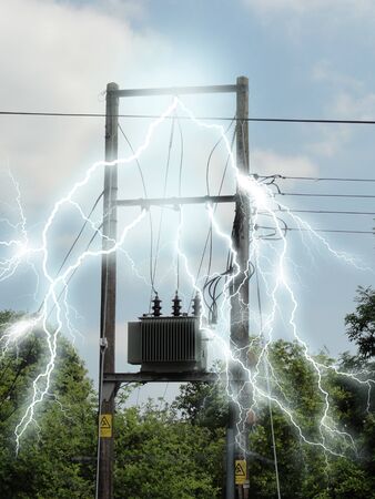 Photo of a junction box with electricity effects addedの写真素材