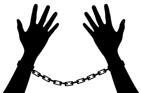 Illustration of hands chained togetherの写真素材
