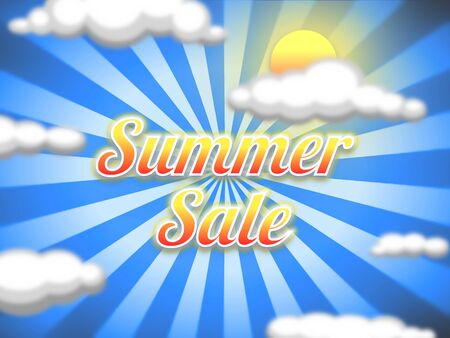 Illustration of a sun and sky background with the words \\\\\\\"Summer Sale\\\\\\\"の写真素材