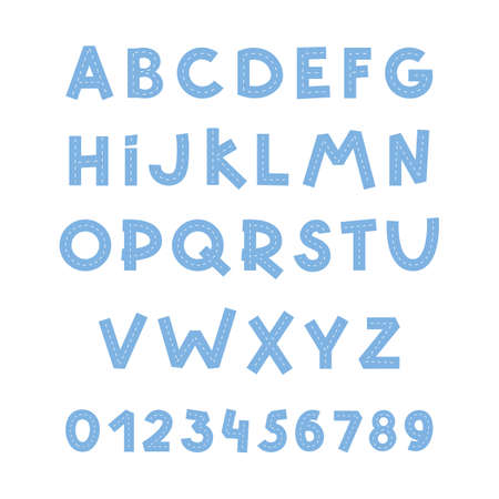 Track road kids blue alphabet. Scandinavian style. Cartoon vector illustrationのイラスト素材