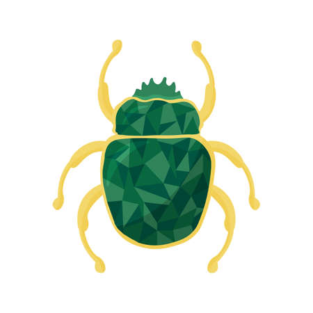 Three beetles of different colors in the form of brooches on a white background. Scarab beetleのイラスト素材