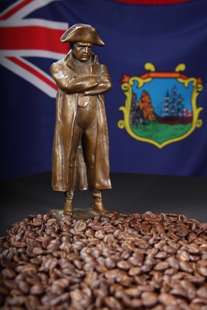 Napoleon figure with St Helena roast coffee beansの写真素材
