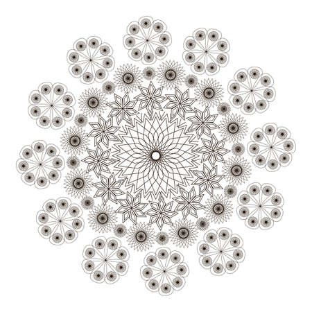 Flower patterns in black and white. Page for coloring bookのイラスト素材