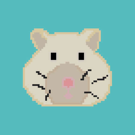 Pixel hamster on a blue background.