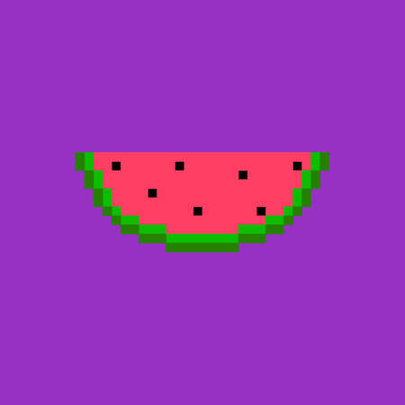 Sweet watermelon. Pixel fruit.のイラスト素材