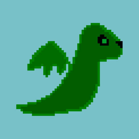 Pixel dinosaur on the blue background.のイラスト素材