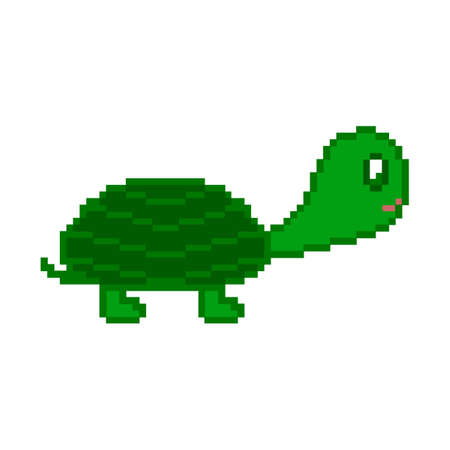 Pixel turtle on the white background.のイラスト素材