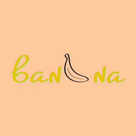 Banana inscription. Fruit. Banana design. Lettering. Vector illustration.のイラスト素材