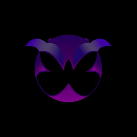 Birds and butterfly. Vector logo.のイラスト素材