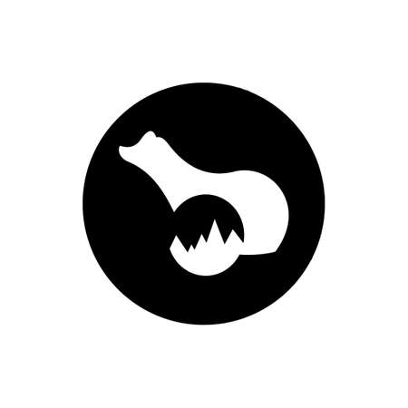 White polar bear logo. Mountains logo. Black backgroundのイラスト素材
