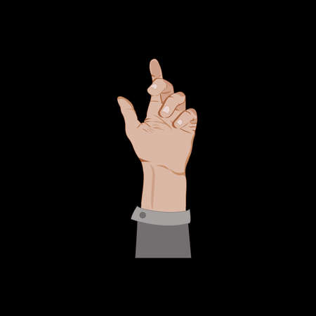 Gesture hand sign. Realistic vector hand on black backgroundのイラスト素材