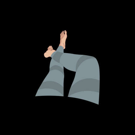 Crossed human legs. Realistic vector legs on black backgroundのイラスト素材