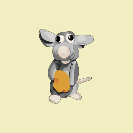 Beautiful toy rat. Vector illustration. Mouse on yellow background.のイラスト素材