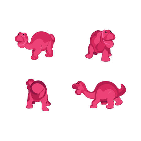Set of pink dinosaurs. Vector illustration on white backgroundのイラスト素材