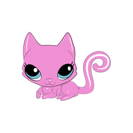 Cat vector illustration. Cute cartoon animal with big eyes.のイラスト素材