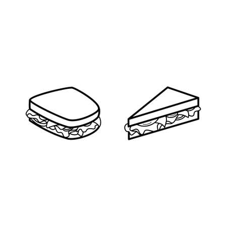 Sandwich line icon set. Black and white icon.のイラスト素材