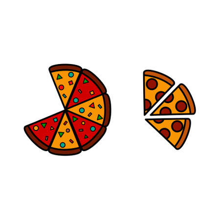 Pizza icon set. Fast food logo. White background.のイラスト素材