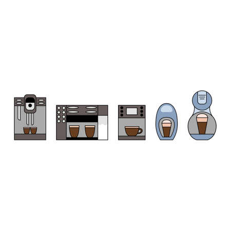 Coffee maker icon set. Coffee machine logo.のイラスト素材