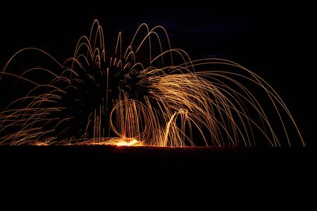 Long exposure wire wool spinningの写真素材