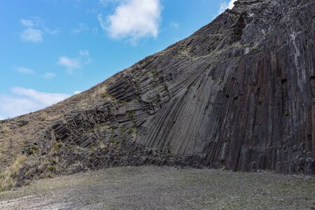Basalt columns in the formation of organ pipes at Pico de Ana Ferreira, Porto Santo Island, Madeira, Portugalの写真素材