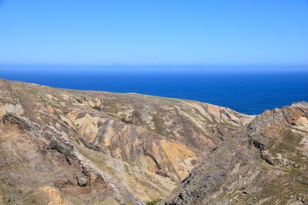 Geological landscape to the north east of the island near Pico Juliana, Porto Santo Island, Madeiraの写真素材