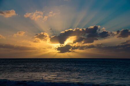 Sunset behind the clouds, Boa Vistaの写真素材