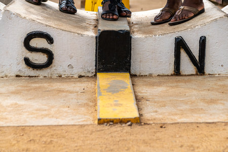 Standing on the centre of the earth at the equator, Kayabwe, Uganda, East Africa, November 2019のeditorial素材