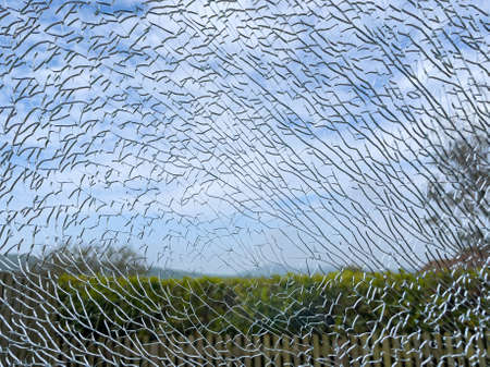 Broken double glazing glass window