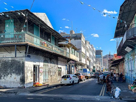Side street in Port Louis, captial of Mauritius, Africa