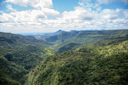 Landscape of Black River Gorges biosphere reserve, Mautritius, East Africaの写真素材