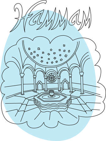 This is perfect linear hand draw style illustration of hammaml topic. The most famous turkey spa. Perfect for web, banners, advertising and at you will.のイラスト素材
