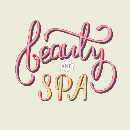 Amazing beauty and SPA lettering, vintage color and old school poster style in vector. Best for logotype, poster, postcard, advertizingのイラスト素材