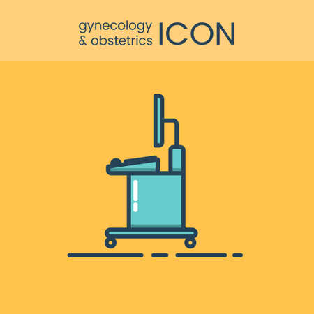 Flat style and linear design icons of gynecology and obstetrics concept. Logotype, sign and icon for print design, web, landing page and infographics.のイラスト素材