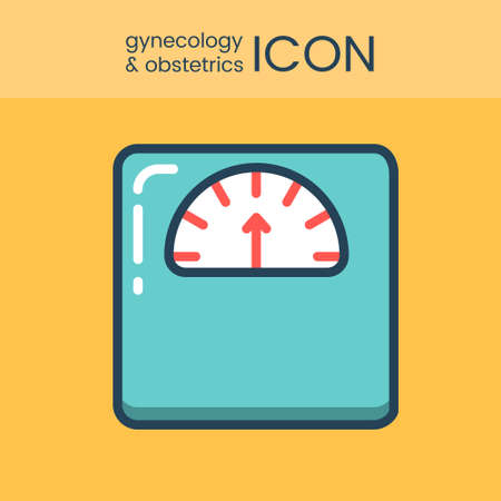 Flat style and linear design icons of gynecology and obstetrics concept. Logotype, sign and icon for print design, web, landing page and infographics.のイラスト素材