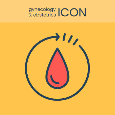 Flat style and linear design icons of gynecology and obstetrics concept. Logotype, sign and icon for print design, web, landing page and infographics.のイラスト素材