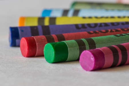 Green crayon, centerの写真素材