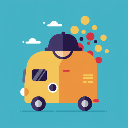 Flat design modern vector illustration concept of travelling by camper van.の素材