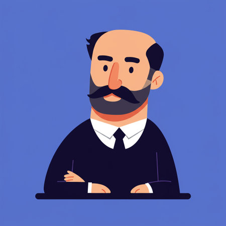 Businessman with a mustache. Vector illustration in a flat style.の素材
