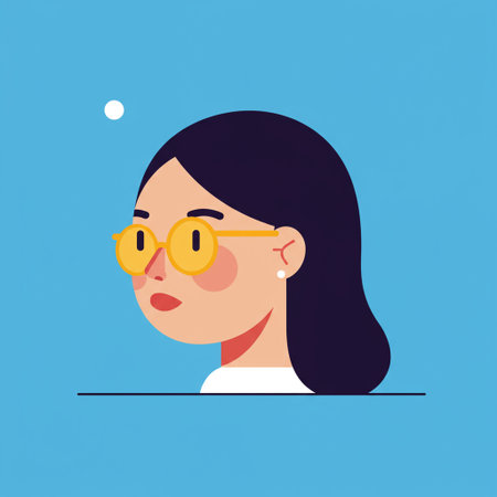 Portrait of a girl with glasses. Vector illustration in flat styleの素材